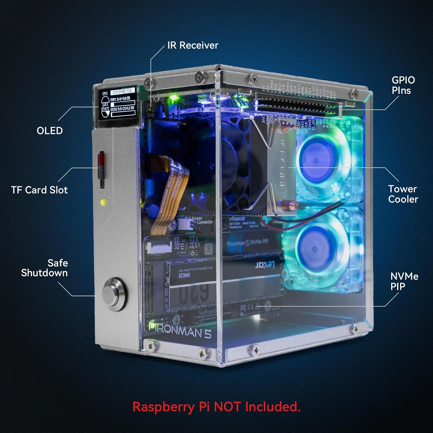 Pironman 5 NVMe M.2 SSD PCIe 2 - Raspberry Pi Ai Kit Hailo-8L ulasan dan harga