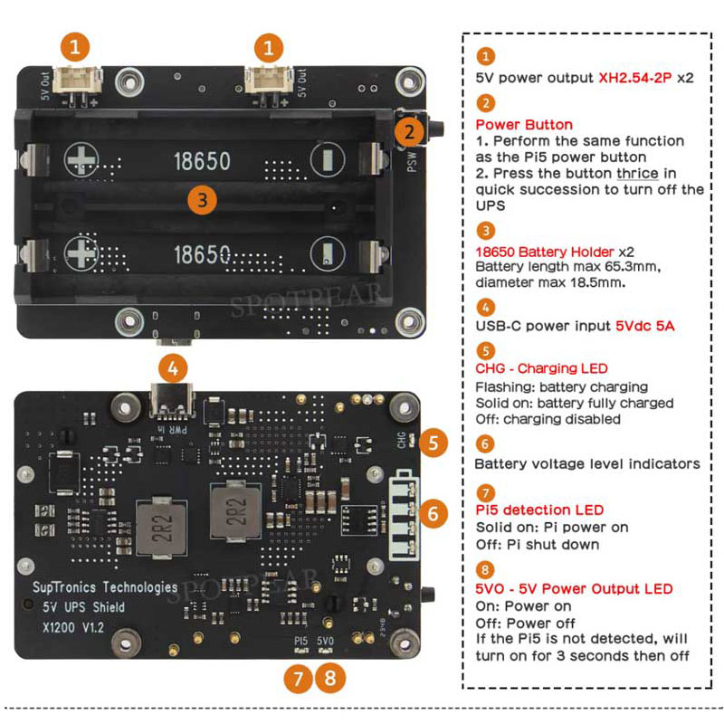 Raspberry Pi 5 UPS Expansion B - Raspberry Pi Uninterrupted Power Supply Ups 18650 ulasan dan harga